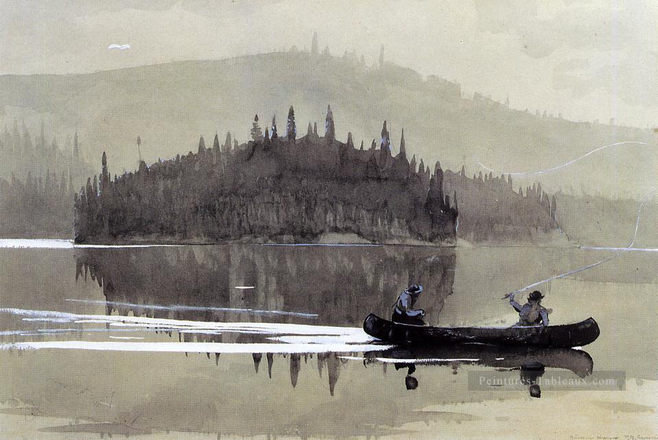 Deux hommes dans un canot Winslow Homer aquarelle Peintures à l'huile